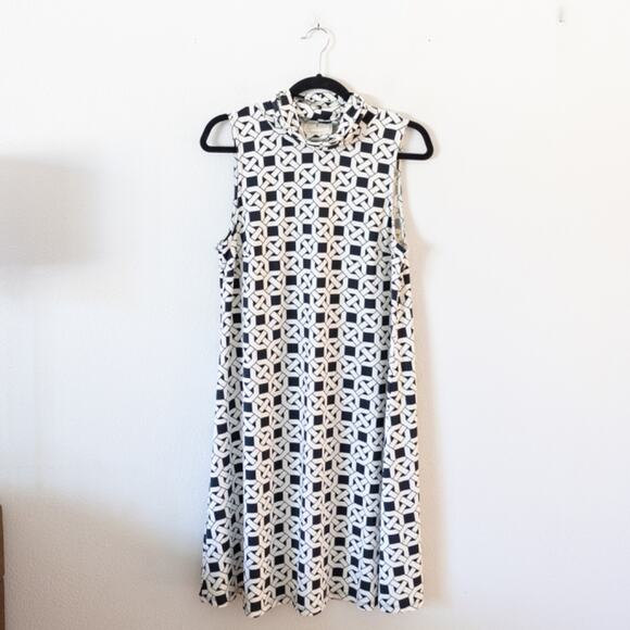 Flora Bea Geometric Mock Neck Retro Dress - Picture 2 of 6